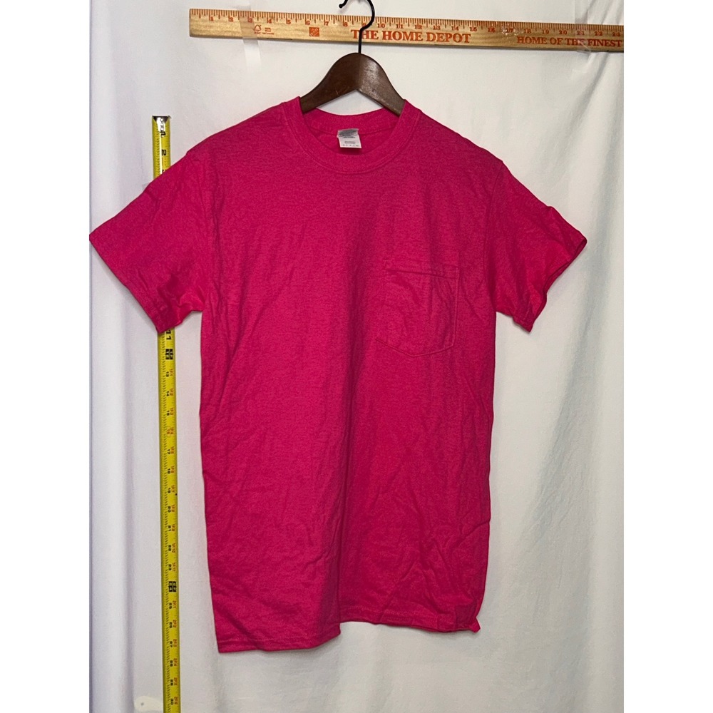 Gildan Heavy Cotton Pink Pocket T Shirt Womens Small S Short Sleeve‎ Casual